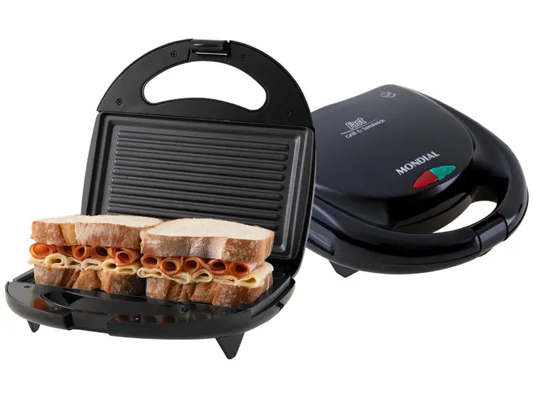 Sanduicheira Mondial Fast Grill Preta Antiaderente 750W S-12