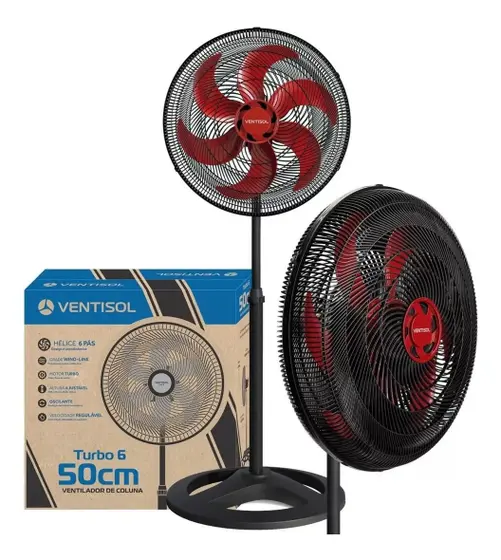 Ventilador de Coluna Ventisol Oscilante Turbo 50cm 6 Pás 127V