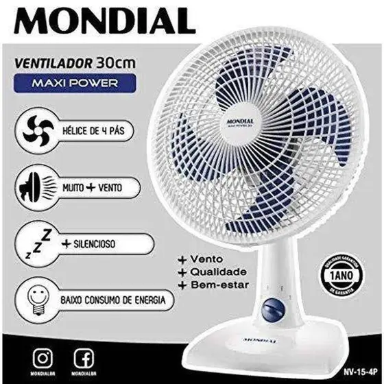 Ventilador de Mesa Mondial Maxi Power 30cm 4 Pás NV-15
