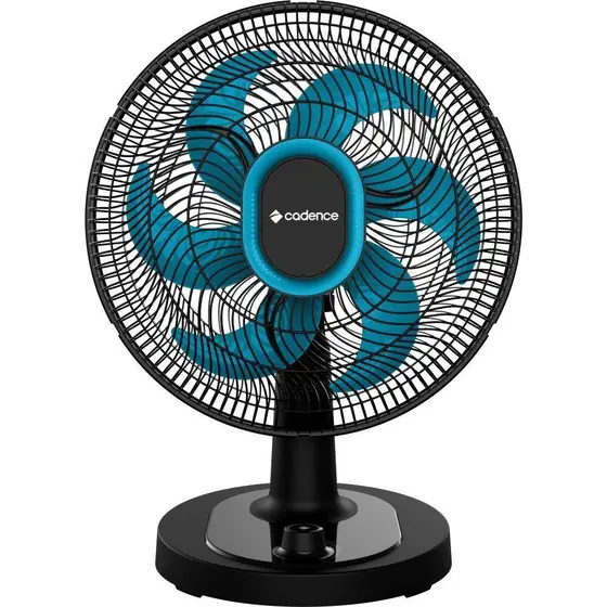Ventilador de Mesa Cadence Refresh Turbo Pro 6 Pás Preto e Azul 127V VTR420