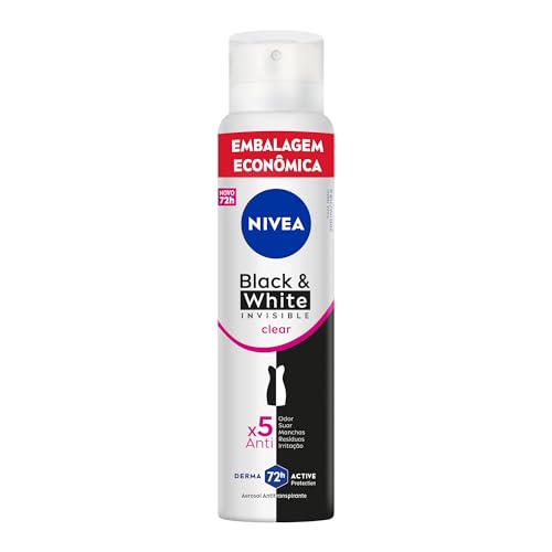 NIVEA Desodorante Aerossol Black & White INVISIBLE Clear 200ml - Proteção prolongada contra odor, suor e manchas