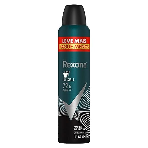 Rexona Antitranspirante Masculino Aerossol Invisible 250 ML, Leve Mais Pague Menos, Embalagem Pode Variar
