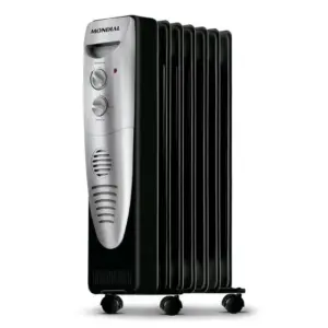 Aquecedor a Óleo Mondial Preto e Prata 1500W 127V A-06 Aquecedor a Óleo Mondial Preto e Prata 1500W 127V A-06