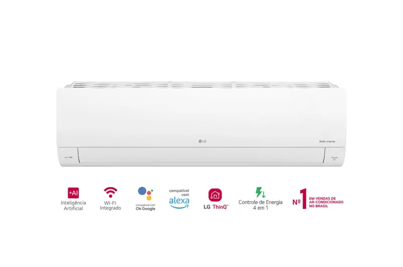 Ar-Condicionado LG Dual Inverter Voice +AI 18.000 BTU Quente/Frio 220V