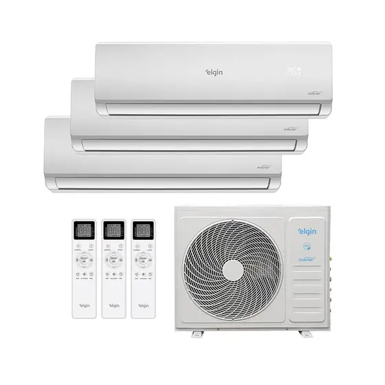 Ar Condicionado Multi Split Elgin Inverter Total Plus 27.000 Btus (3x Hi Wall 12.000) Quente e Frio 220v R-32