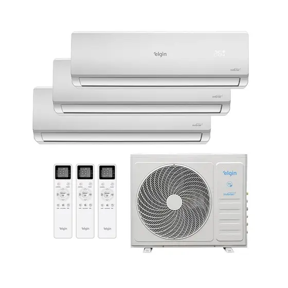 Ar Condicionado Multi Split Elgin Inverter Total Plus 27.000 Btus (Hi Wall 12.000 + 2x Hi Wall 9.000) Quente e Frio 220v R-32