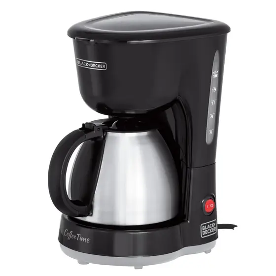 Cafeteira Elétrica de Gotejamento Black+Decker 18 Cafés Inox Preta