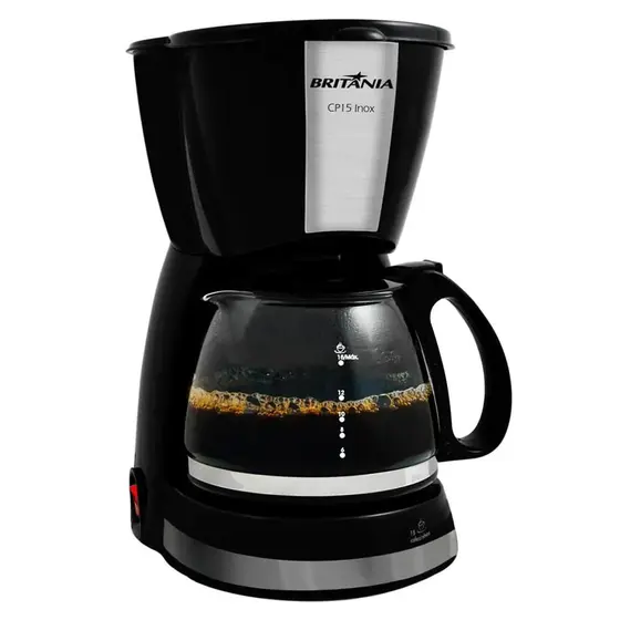Cafeteira Elétrica de Gotejamento Britânia com Jarra de Vidro Preta 220V CP15