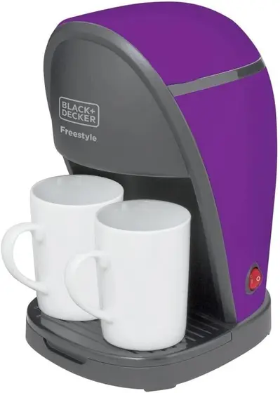 Cafeteira Elétrica Individual Black+Decker Freestyle para 2 Xícaras Cinza e Roxo 220V CM02