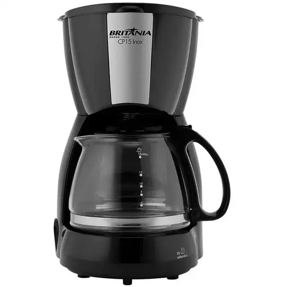 Cafeteira Elétrica de Gotejamento Britânia 600ml Preta e Inox 220V CP15
