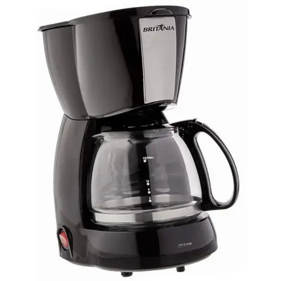 Cafeteira Elétrica de Gotejamento Britânia 15 Xícaras Preta e Inox 550W com Placa Aquecedora e Corta-Pingos CP15