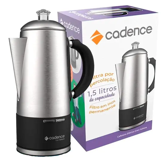 Cafeteira Elétrica de Percolação Cadence Gran Italiana 1,5L Inox 900W 127V CAF120