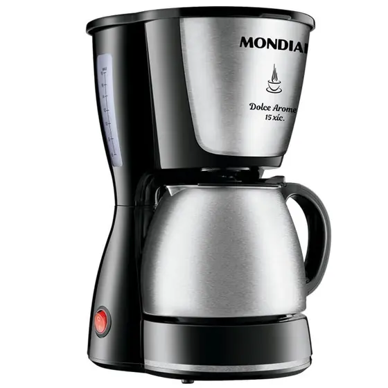 Cafeteira Elétrica de Gotejamento Mondial Dolce Arome 15 Xícaras Preta e Inox 127V C-34JI-15X