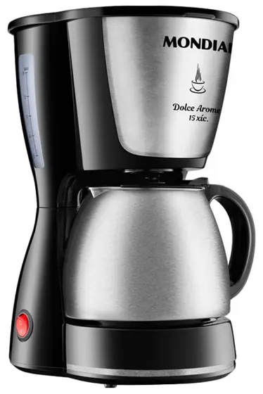 Cafeteira Elétrica de Gotejamento Mondial Bella Arome 15 Xícaras Inox Preta 550W 110V C-34 JI-15X