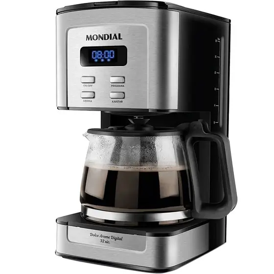 Cafeteira Elétrica de Gotejamento Mondial Dolce Arome 32 Xícaras Prata e Preta 110V C-44-32X-SDI