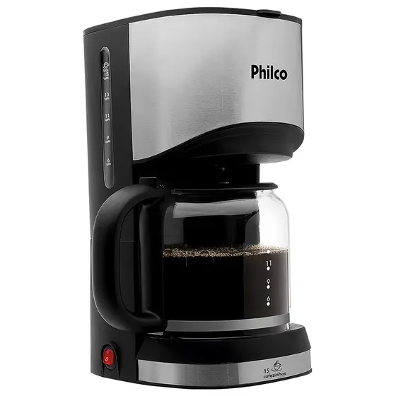 Cafeteira Elétrica de Gotejamento Philco Black Silver 550W 110V