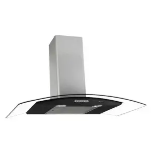 Coifa de Parede Vidro Curvo Terim 90cm Black e Inox 220V
