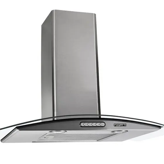 Coifa de Parede Vidro Curvo Fogatti Slim 70cm Inox 220V para 4 a 5 bocas