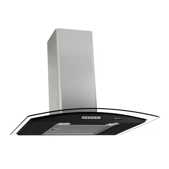 Coifa de Parede Vidro Curvo Terim 60cm Black e Inox 110V