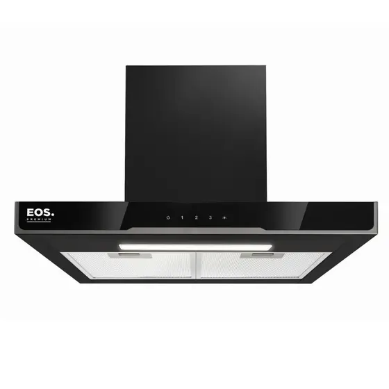 Coifa de Parede Inclinada EOS Premium 60cm Inox e Preto Digital Touch 110V ECO60PTDP