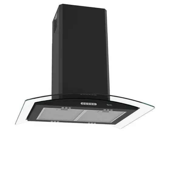 Coifa de Ilha Vidro Curvo Terim 75cm Preto 127V