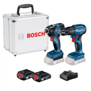 Combo Parafusadeira Furadeira Chave de Impacto Bosch 18V com Maleta GSB185-LI + GDR18V-200