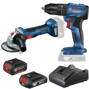 Kit Furadeira Parafusadeira Bosch GSB185-LI 1/2″ 18V + Esmerilhadeira GWS180-LI 18V