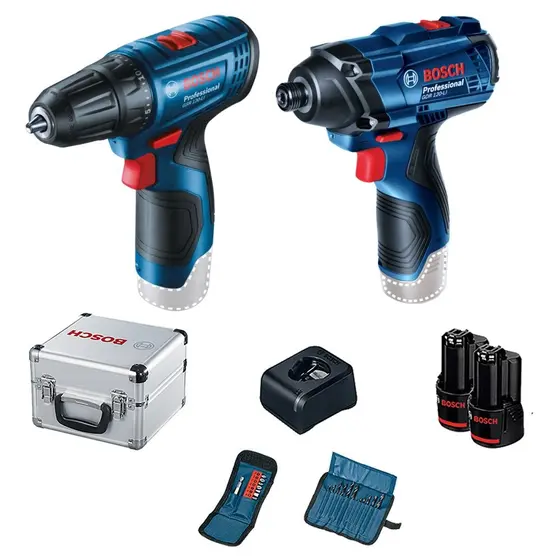 Kit Furadeira Parafusadeira Bosch GSR 120-LI 3/8″ + Chave de Impacto GDR 120-LI 1/4″