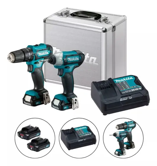 Kit Furadeira e Parafusadeira de Impacto Makita 12V (DF333D + TD110D) CLX224SAX