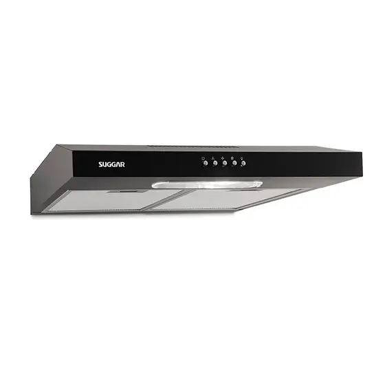 Depurador de Ar de Parede com Exaustor Suggar Slim 60cm Preto 220V Sucção 390 m/h Filtros Laváveis LED 3 Velocidades