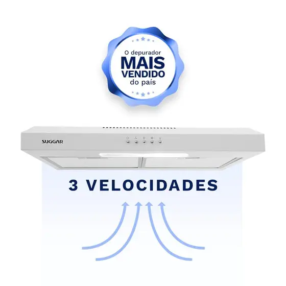 Depurador de Ar de Parede com Exaustor Suggar Slim 60cm Branco 220V DPS162BR