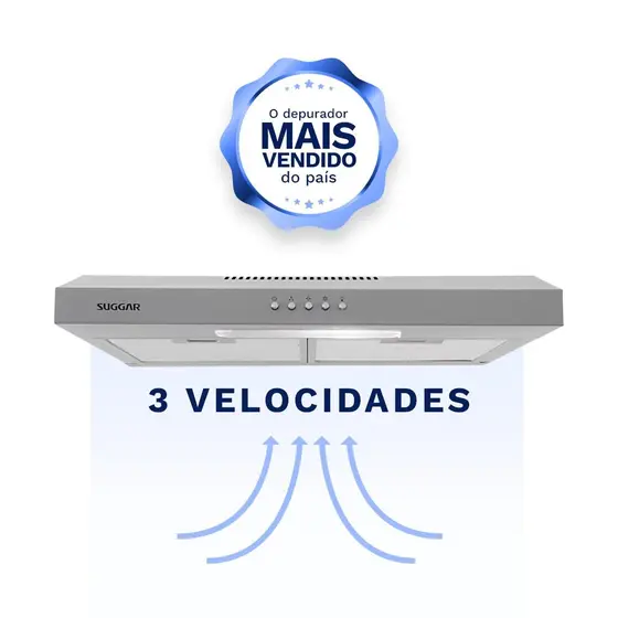 Depurador de Ar de Parede com Exaustor Suggar Slim 60cm Inox 127V DPS161IX