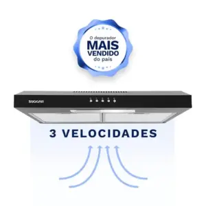 Depurador de Ar de Parede com Exaustor Suggar Slim 60cm Preto 220V DPS162PT Depurador de Ar de Parede com Exaustor Suggar Slim 60cm Preto 220V DPS162PT