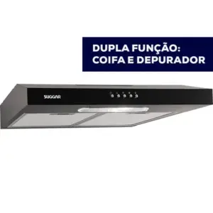 Depurador de Ar de Parede Suggar Slim 60cm Preto 3 Velocidades DPS161PT / DPS162PT