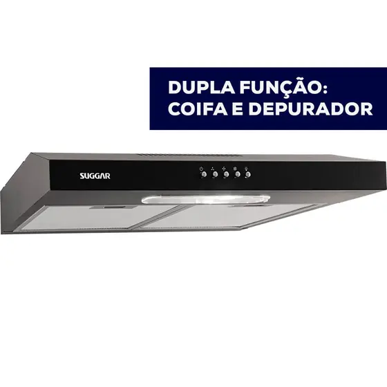Depurador de Ar de Parede Suggar Slim 60cm Preto 3 Velocidades DPS161PT / DPS162PT