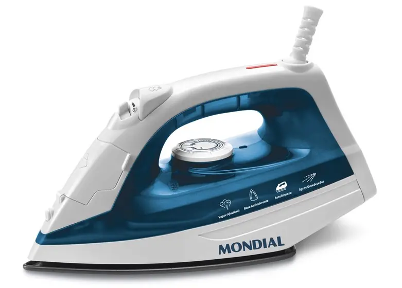 Ferro a Vapor Mondial com Base Antiaderente e Spray Branco 110V F32