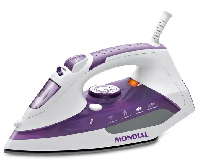 Ferro a Vapor Mondial Ceramic Express Branco e Lilás 1200W F-40