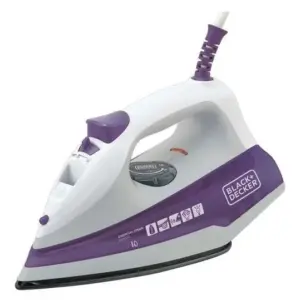 Ferro de Passar a Vapor e Seco Black & Decker Essential Steam Branco e Roxo 127V FX1000