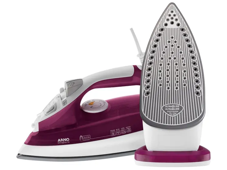 Ferro de Passar a Vapor e a Seco Arno Ultragliss 44 com Corta-Gotas Branco e Roxo