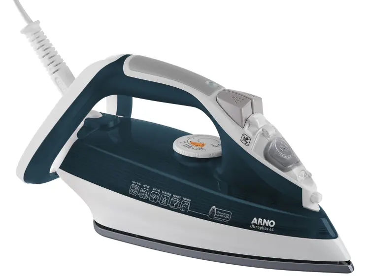 Ferro de Passar a Vapor e a Seco Arno Ultragliss Branco e Azul FU64