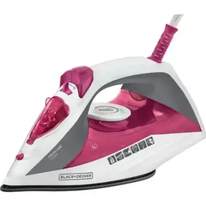 Ferro de Passar a Vapor Black & Decker com Base Antiaderente Branco e Rosa 1200W