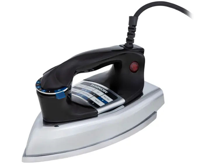 Ferro de Passar Roupa a Seco Portátil Mondial Preto e Prata FS-01-BI