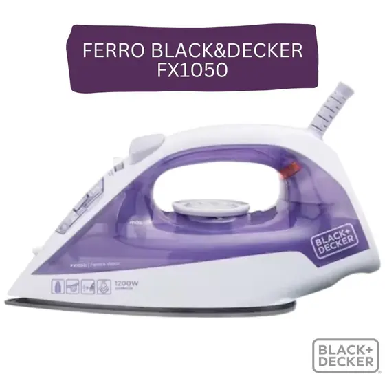 Ferro de Passar Roupa a Vapor Black & Decker com Base Antiaderente 1200W 127V