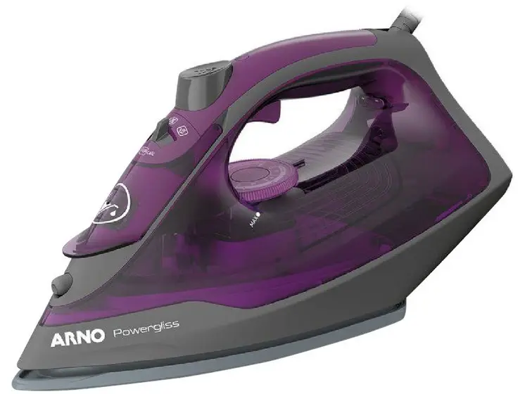 Ferro de Passar Roupa a Vapor e a Seco Arno Powergliss Cinza e Roxo FPO1
