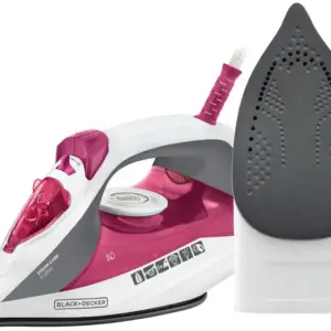 Ferro de Passar Roupa a Vapor e a Seco Black & Decker Branco e Rosa FX2200
