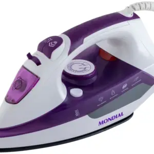 Ferro de Passar Roupa a Vapor e a Seco Mondial Ceramic Express Branco e Lilás F-40