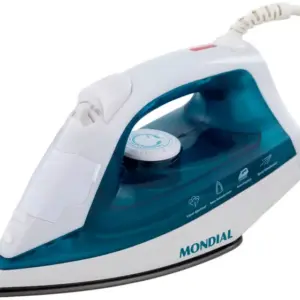 Ferro de Passar Roupa a Vapor e a Seco Mondial Azul e Branco F-32