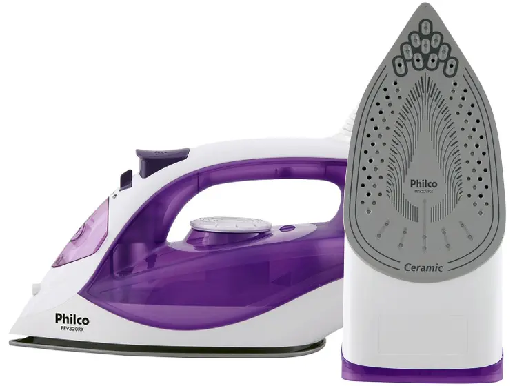 Ferro de Passar Roupa a Vapor e a Seco Philco Branco e Roxo PFV320RX