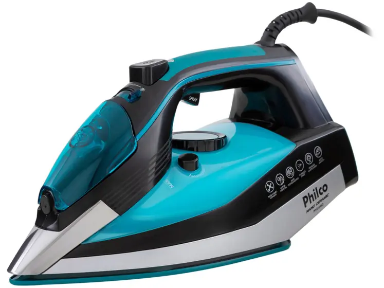 Ferro de Passar Roupa a Vapor Philco Nano Ceramic Preto e Azul PFV3100AZ