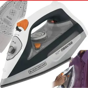 Ferro de Passar Roupa a Vapor Black & Decker com Antigotejamento Autolimpante Cinza e Laranja 2000W FX3100